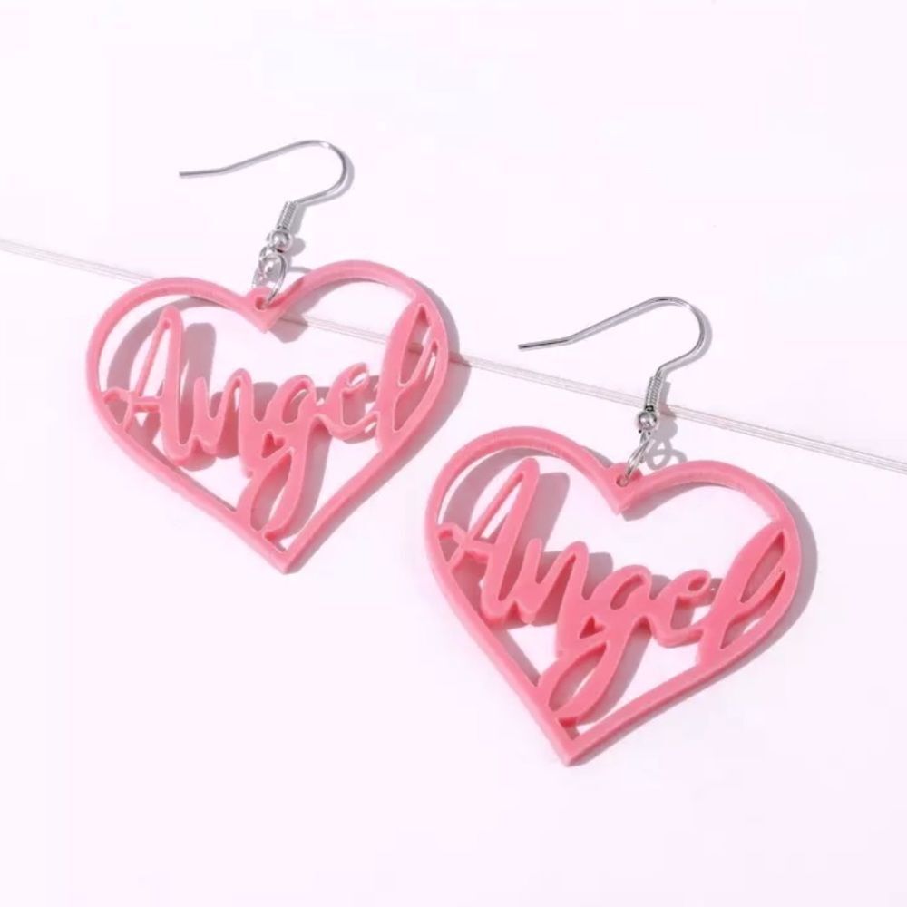 Pink Heart Angel Fashion Earrings